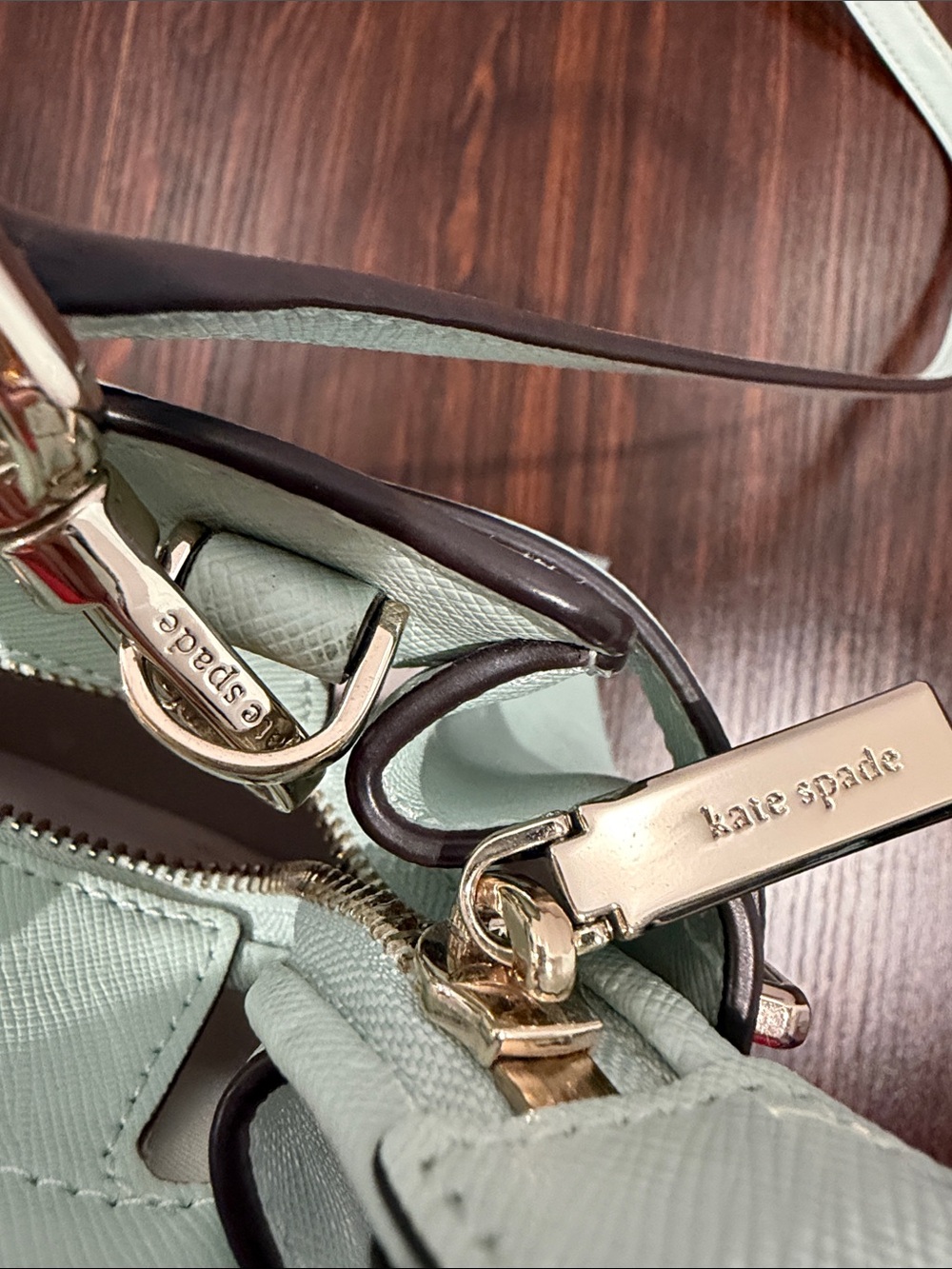 Kate Spade Staci Mint Green Purse with removable strap - Picture 14 of 15